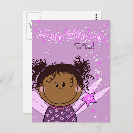 kaart - happy birthday - engeltje (Voorkant / Achterkant)