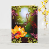 Kaart Happy Jubileum vogels Gold Lijst Floral (Gele Bloem)