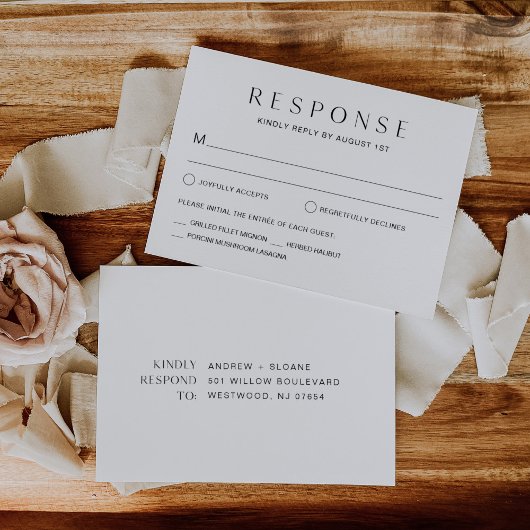 Kaart HARLOW Wedding RSVP-respons