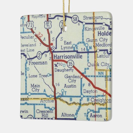 kaart Harrisonville MO Keramisch Ornament (Links)