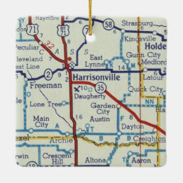  kaart Harrisonville MO Keramisch Ornament