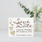 Kaart Hart Save the Date Briefkaart (Staand voorkant)