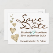 Kaart Hart Save the Date Briefkaart (Voorkant / Achterkant)