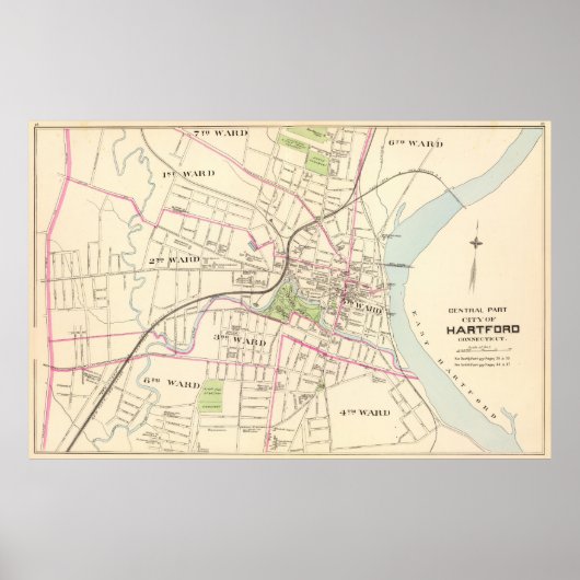  kaart Hartford Connecticut (1893) Poster (Voorkant)