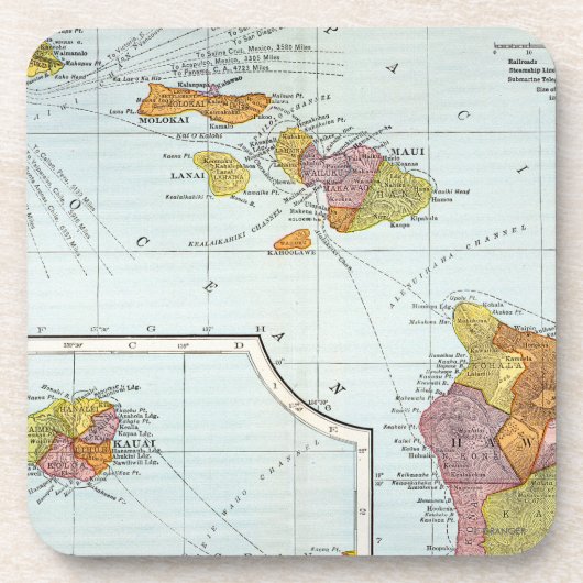 Kaart: Hawaii, 1905 Drankjes Onderzetter (Voorkant)