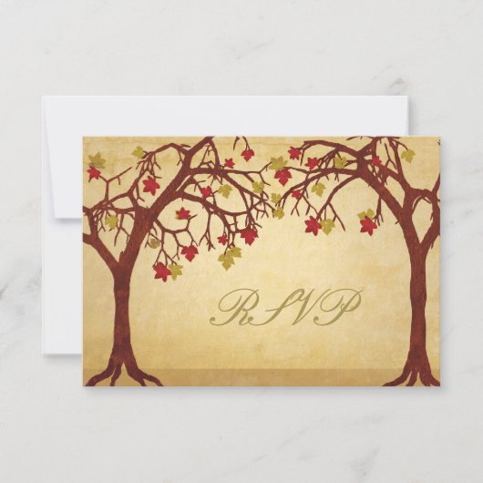 Kaart herfst Trees Wedding RSVP Response (Voorkant)