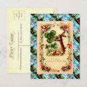 Kaart, het Konijn en de klaver van Pasen van de Feestdagenkaart (Voorkant / Achterkant)