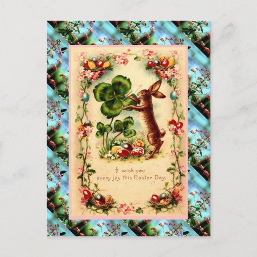 Kaart, het Konijn en de klaver van Pasen van de Feestdagenkaart (Voorkant)