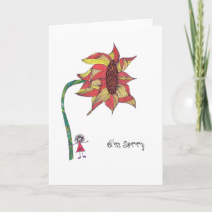 Kaart - Het spijt me met zonnebloem