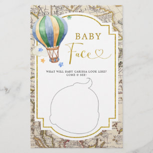 kaart Hete Luchtballon Baby shower Baby Gezicht