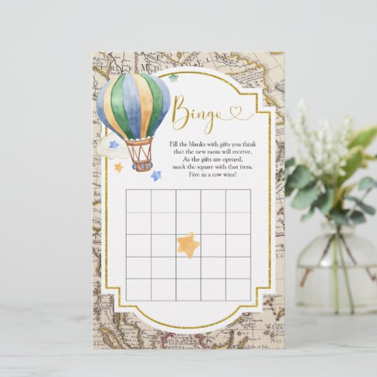  kaart Hete Luchtballon Baby shower Bingo (Staand voorkant)