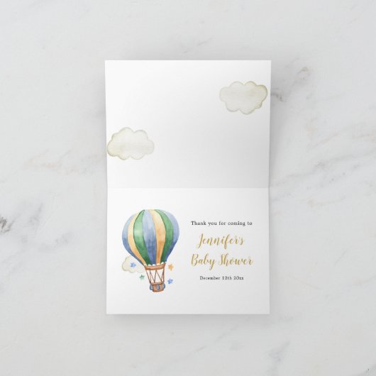  kaart Hete Luchtballon Baby shower Gevouwen (Binnen)