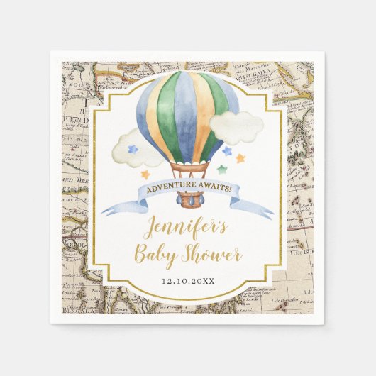  kaart Hete Luchtballon Baby shower Papier Servet (Voorkant)