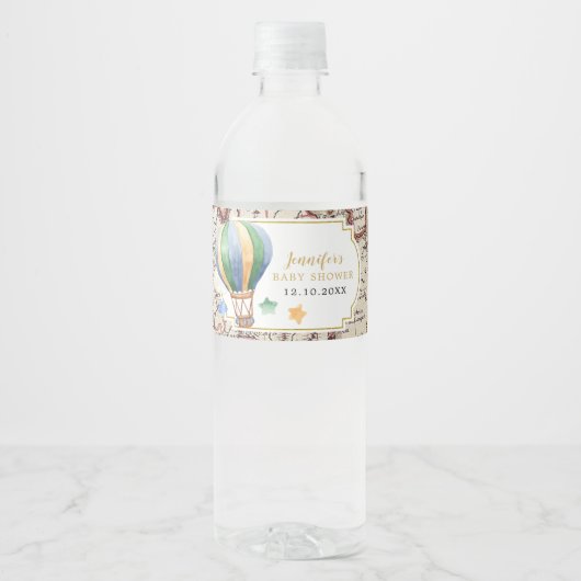  kaart Hete Luchtballon Baby shower Waterfles Etiket (Voorkant)