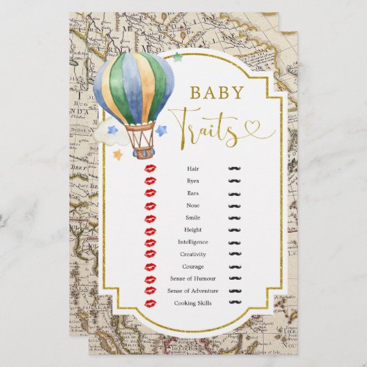  kaart Hete Luchtballon Douche Baby Kenmerken (Voorkant / Achterkant)