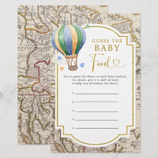  kaart Hete Luchtballon Douche Guess Baby Food (Voorkant / Achterkant)