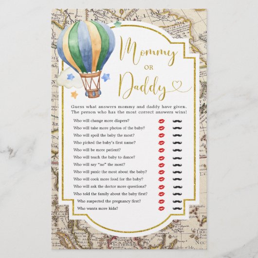  Kaart Hete Luchtballon Douche Mama of Papa (Voorkant)