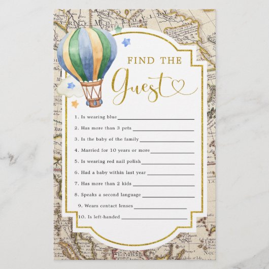  kaart Hete Luchtballon Douche Vind de gast (Voorkant)