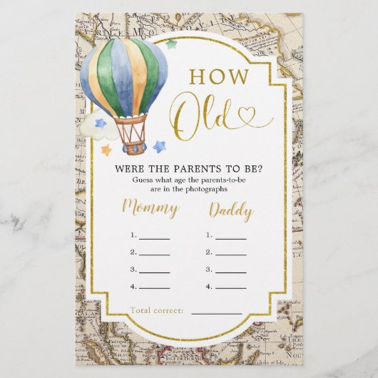 kaart heteluchtballon hoe oude ouders (Voorkant)