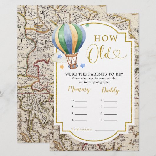  kaart heteluchtballon hoe oude ouders (Voorkant / Achterkant)