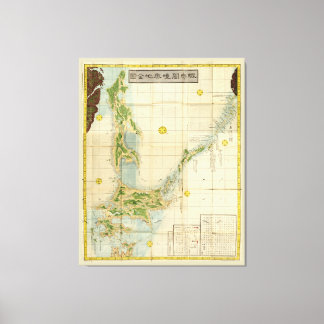 Kaart Hokkaido, Sakhalin & Kuril Islands (1854) Canvas Afdruk