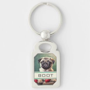 kaart huis pug sleutelhanger
