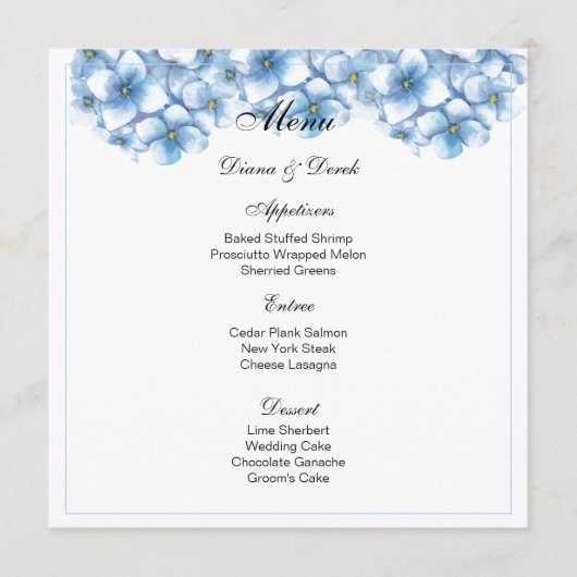 Kaart Hydrangea Menu (Voorkant)