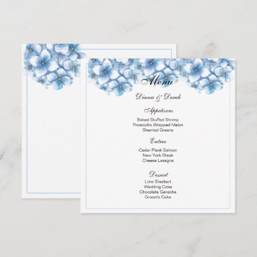 Kaart Hydrangea Menu (Voorkant / Achterkant)