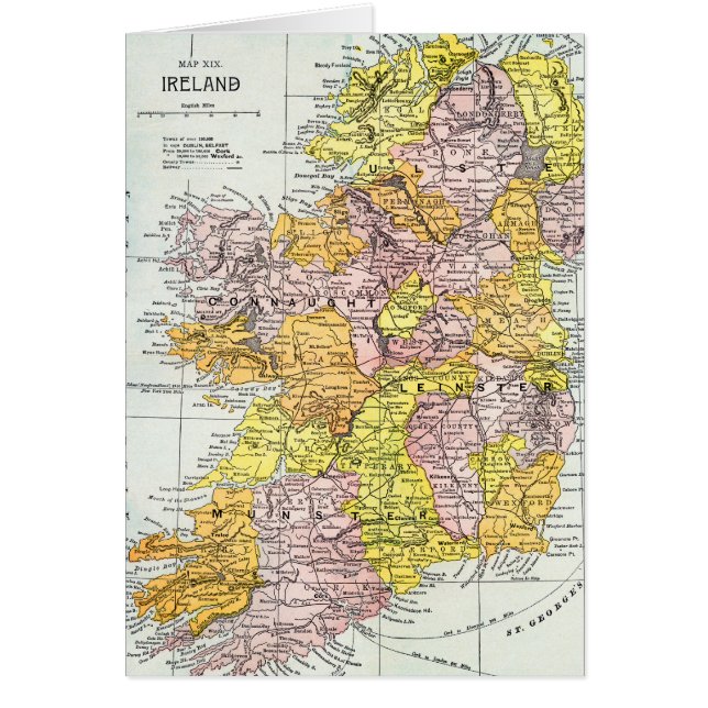 KAART: IERLAND, c1890 (Voorkant)