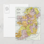 KAART: IERLAND, c1890 Briefkaart (Voorkant / Achterkant)