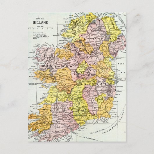 KAART: IERLAND, c1890 Briefkaart (Voorkant)