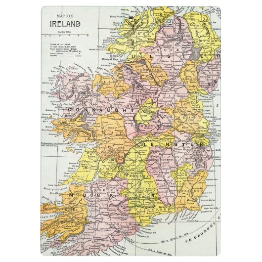 KAART: IERLAND, c1890 Klembord (Achterkant)