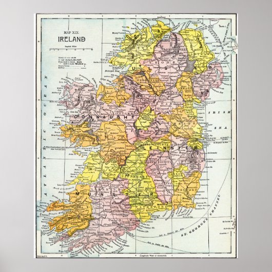 KAART: IERLAND, c1890 Poster (Voorkant)