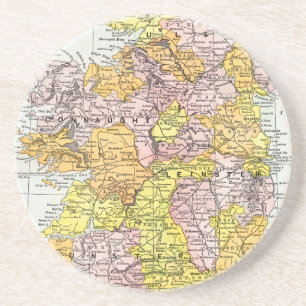 KAART: IERLAND, c1890 Zandsteen Onderzetter