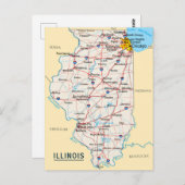Kaart Illinois Travel Destination for Home of Kant (Voorkant / Achterkant)