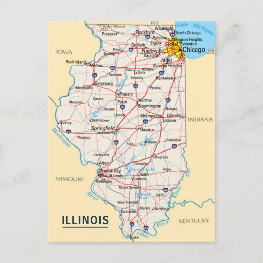 Kaart Illinois Travel Destination for Home of Kant (Voorkant)