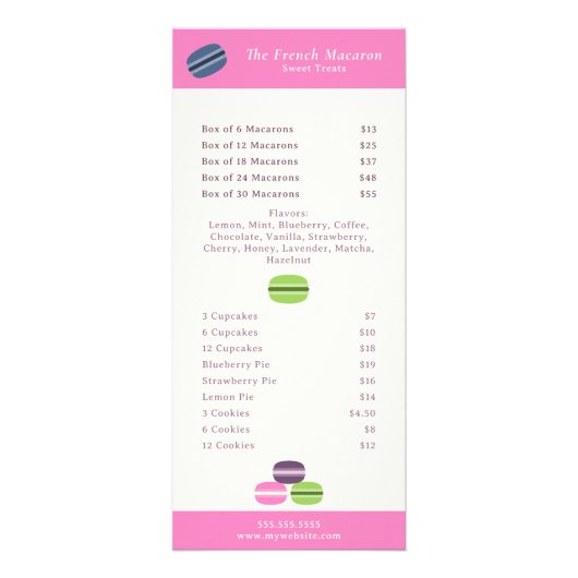 Kaart in het Franse menu Macaron & Prijslijst (Voorkant)