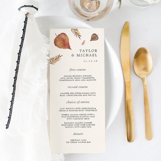Kaart in het herfst Leaves Wedding Menu