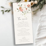 Kaart in het menu Blindenweduwenmenu Waterverf<br><div class="desc">Het is een elegant script waterverf Illustratie van zachte,  delicate weidebloemen,  perfect voor je zomerlente en landbruiloft & feestjes. Het is zeer gemakkelijk om,  met uw persoonlijke details aan te passen. Als u een ander bijpassend product of aanpassing nodig hebt,  bericht dan via Zazzle.</div>