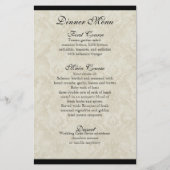 Kaart in het menu Dinner - Zwart Cream Red Tulip D (Achterkant)