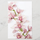 Kaart in het menu Pink Cymbidium Orchid Floral Wed (Achterkant)