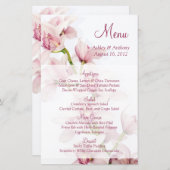 Kaart in het menu Pink Cymbidium Orchid Floral Wed (Voorkant / Achterkant)