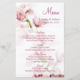 Kaart in het menu Pink Cymbidium Orchid Floral Wed