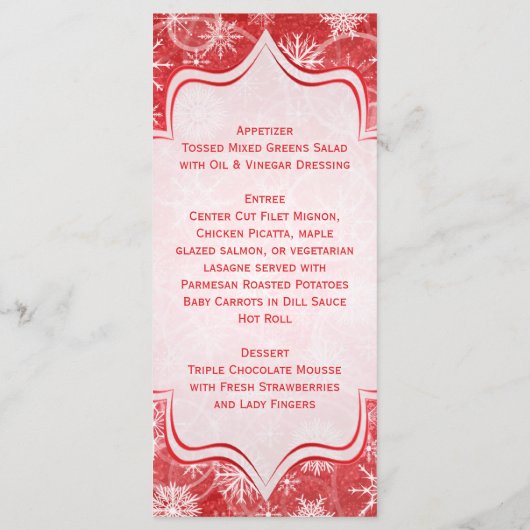 Kaart in het menu Rood- en witsneeuwvlokken (Achterkant)