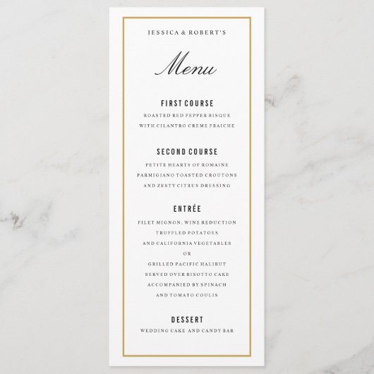 Kaart in het menu Solide rand Elegant Wedding (Voorkant)