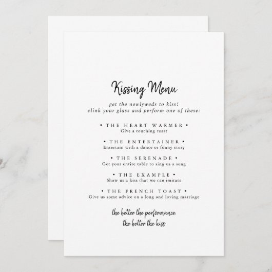 Kaart in het menu Spel van het moderne weddenschap (Voorkant / Achterkant)