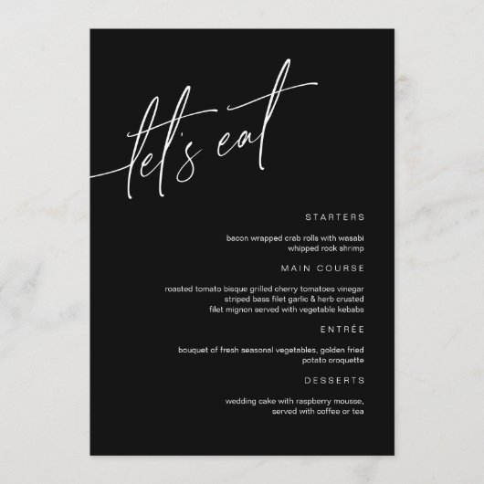 Kaart in het menu Zwart-witwieden met een minimali (Voorkant)