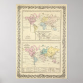 Kaart in kleur van de Wereld Poster (Voorkant)