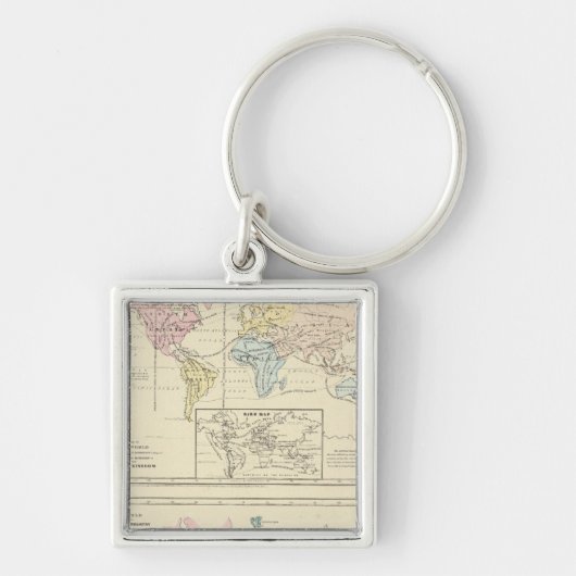 Kaart in kleur van de Wereld Sleutelhanger (Voorkant)