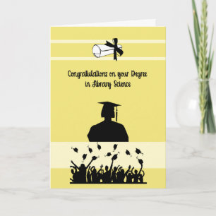 Kaart in Library Science met Vrouw Afstudeerder.